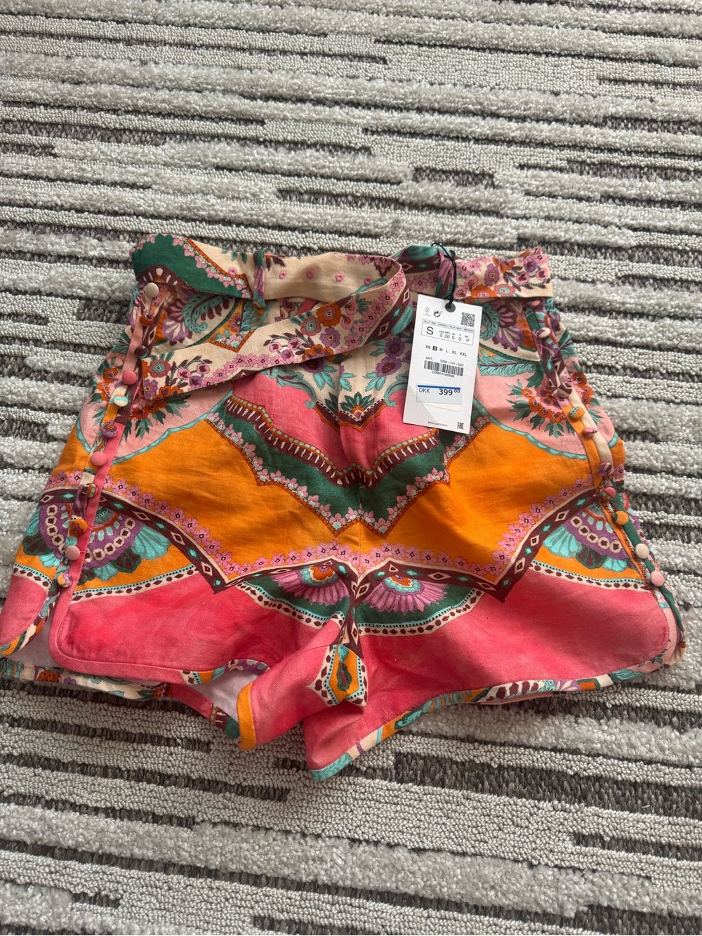 Zara High Waist Shorts in Pink, Orange & Green Floral Print